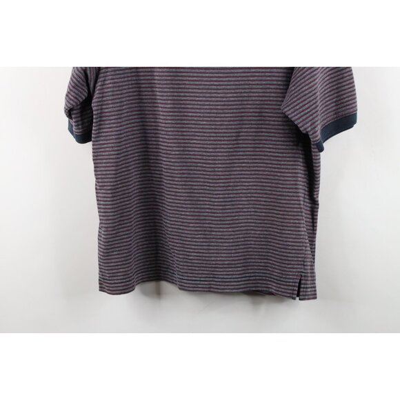 Vintage 90s Columbia Golf Mens Medium Faded Spell Out Striped Knit Polo Shirt - Picture 14 of 14